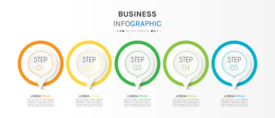 Business info graphic with step. Template vector design