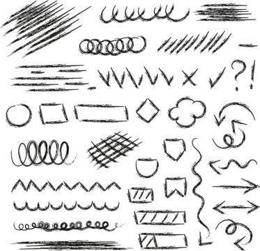 hand drawing doodle lines and shapes isolated sketch
