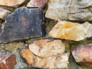 rock stone garden wall fence closeup rocks granite stones fort castle fortress defensive structure