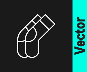 White line Socks icon isolated on black background. Vector