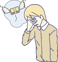 お金を失って落ち込む男性