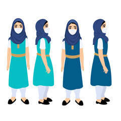 Girls go to school, Girls dress, School girls, girls vector