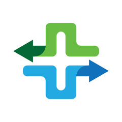 Obraz premium medical logo design template with cross and arrow