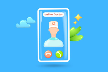 Online doctor consultation. Person videochatting with doctor on mobile phone.