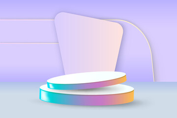 Abstract background in pastel colors with podium for product presentation . 3d scene