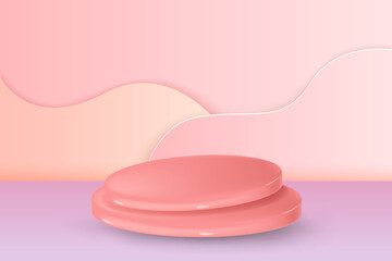 Abstract background in pastel colors with podium for product presentation . 3d scene