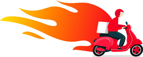 Delivery motorcycle scooter with fire.