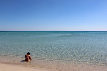 woman on the beach in italy