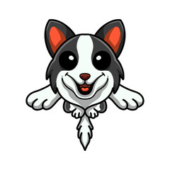 Cute border collie dog cartoon jumping