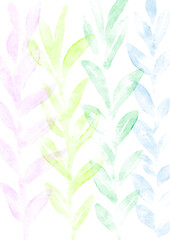 水彩の淡い葉
