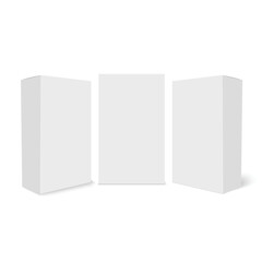 Naklejka premium White blank cardboard package boxes mockup. Vector