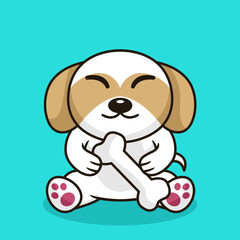 Fototapeta na wymiar Vector premium illustration of cute dog carrying a bone