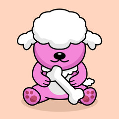 Vector premium illustration of cute dog carrying a bone