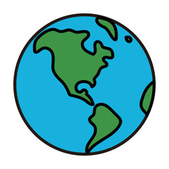 単純化された地球儀、南北アメリカ大陸、編集可能なベクターイラスト	
