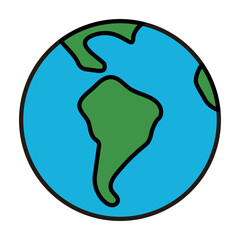 単純化された地球儀、南アメリカ大陸、編集可能なベクターイラスト	
