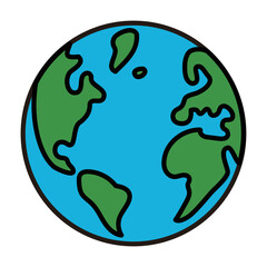 単純化された地球儀、大西洋地域、編集可能なベクターイラスト	
