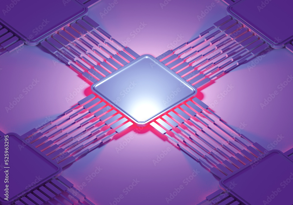 Poster microprocessor circuit. electronic circuit board close up. electronics manufacturing. dark environme