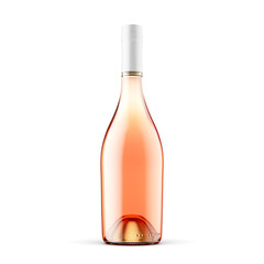 3d illustration. a bottle of rosé wine is on the table. Mockup, 3D render.