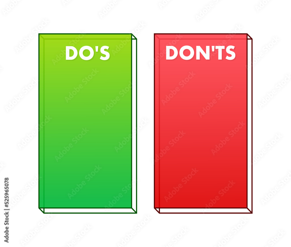 Poster do s and don ts button. flat simple thumb up symbol minimal round logotype element set. vector illus