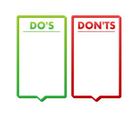 Do s and Don ts button. Flat simple thumb up symbol minimal round logotype element set. Vector illustration.