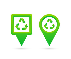 Recycle point. Recycling location on the map. Vector stock illustration.