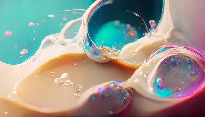 Liquid colorful or Milk Splash, Abstract fluid  luxury.3d render.