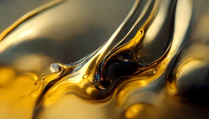Fotobehang Olive or engine oil splash with waves luxury. 3d render. © Phanida