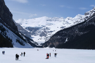 lake Louise in Alberta Canada, Snow mountain frozen lake
