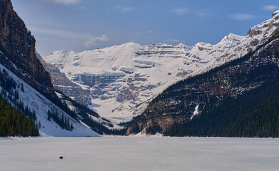 lake Louise in Alberta Canada, Snow mountain frozen lake