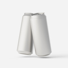 0.5 aluminum cans are on the table. Brochure, catalogue, advertising, presentation. 3d mockup, render