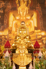 The golden statue of buddha at Wat Bowonniwet Wihan, Phra Nakhon district, Bangkok, Thailand 