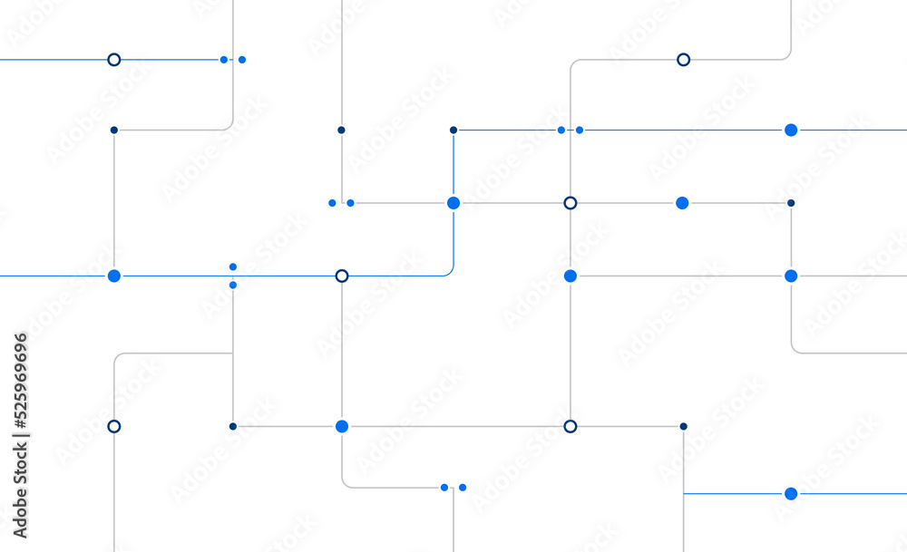 Poster Technology network circuit board system connect dots and lines background template. Linked global digital database graphic vector.
