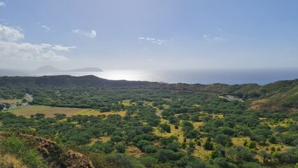 View of the beaches from Diamond head - Honolulu Hawaii