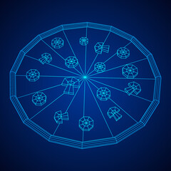Fresh pizza. Wireframe vector