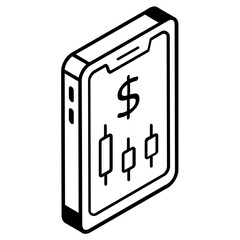 An online trading line isometric icon