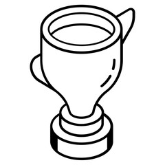 Success trophy line isometric icon