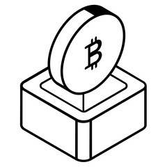 Icon of bitcoin in line design 