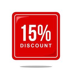 15% discount offer price sign, special offer symbol. Discount tag badge perfect design for shop and sale banners