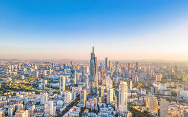 Fototapeta na wymiar Aerial photography of Nanjing business district and Zifeng Building in Jiangsu Province, China