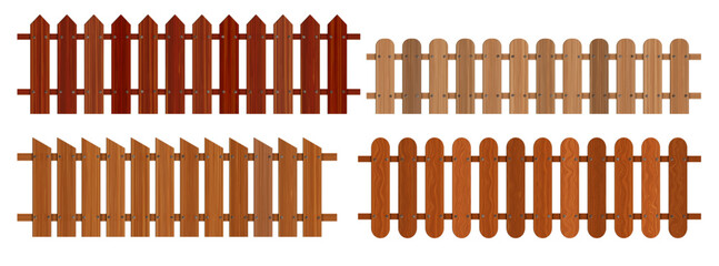set of wooden fence vector
