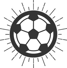 Soccer ball with sunburst.