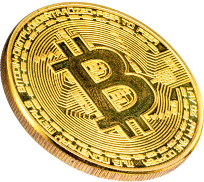 Golden coin with bitcoin symbol isolated on white background, Shiny golden physical cryptocurrencies Bitcoin symbol png file