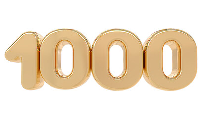 1000 followers number gold 3d