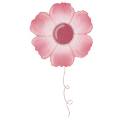 pink balloon watercolor. flower shape.