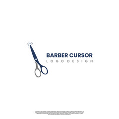 barber cursor logo design, scissor cursor logo design icon template