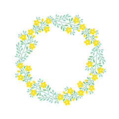 Yellow flower floral wreath frame illustration