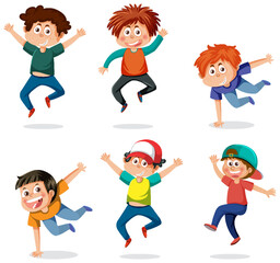 Happy children dancing set