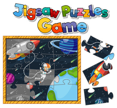 Astronaut in space photo puzzle game template