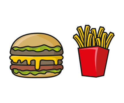 Burger and french fries picture png for decorate graphic