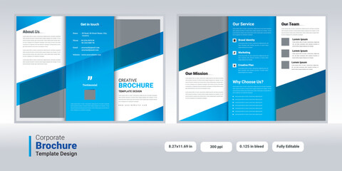 Corporate business tri-fold brochure template, Creative and Professional tri-fold brochure template. 